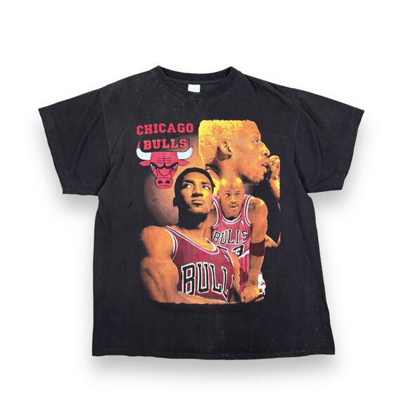 Vintage 90s Chicago Bulls Rap Tee Rare T Shirt XL Michael Jordan Pippen Rodman - Picture 1 of 15
